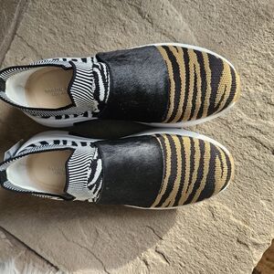 Mark Nason Black Slip-On Sneakers with Striped Design